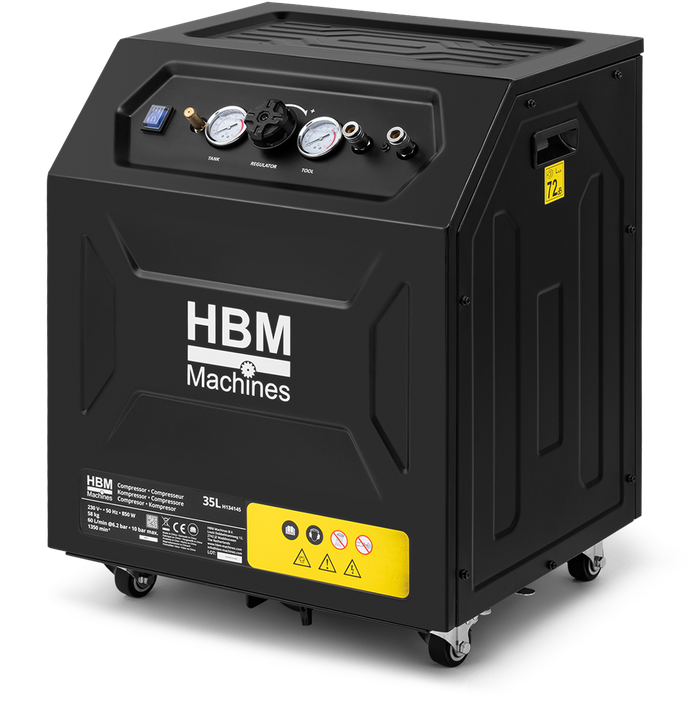 HBM ölfreier leiser Kompressor, 35 Liter, 10 Bar, 1,1 PS