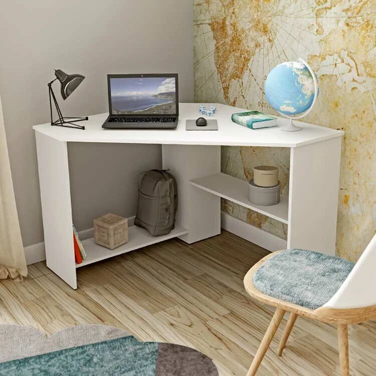garneroarredamenti Scrivania 80x80cm ufficio angolare salvaspazio bianco Norman