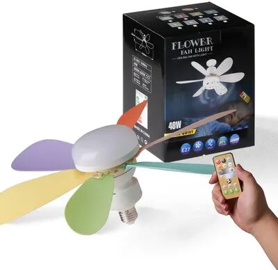 Combo Retail Shop Ceiling Fan Light With Remote, LED Dimming Function, Suitable For Living Room, Study, Home Use multicolour 42cm