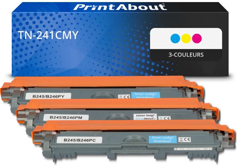 PrintAbout Toner compatible Brother TN-241CMY - 3-couleurs - Multipack 3-couleurs