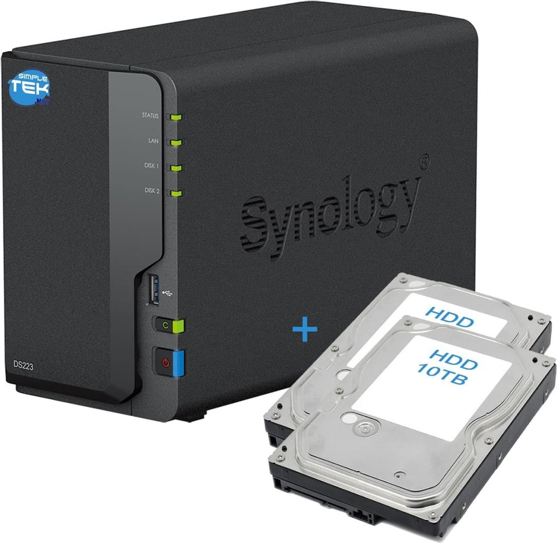 Synology DS223 NAS 2-bay met 10TB SATA opslag en Ethernet LAN