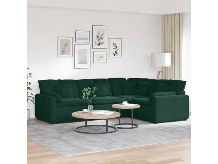 Modulares Sofa mit Kissen Samt Dunkelgrün, 4 Teile, mit Metallrahmen Samtbezug, Schaumstofffüllung, Textilene-Sitzflächen, stabile Metallrahmenkonstruktion, flexible Modulbauweise