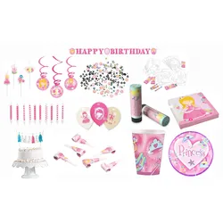 Amscan Prinzessin - großes Kindergeburtstags-Set IV (77-teilig)