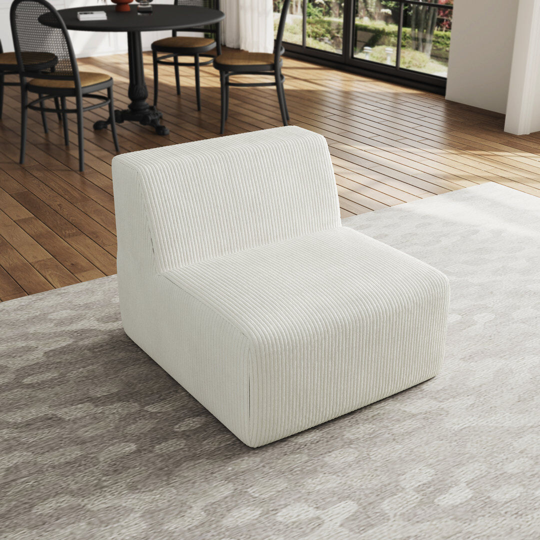 Blue Elephant Berlare 87.9Cm Wide Armless Chair Beige 81cm H X 88cm W X 91cm D