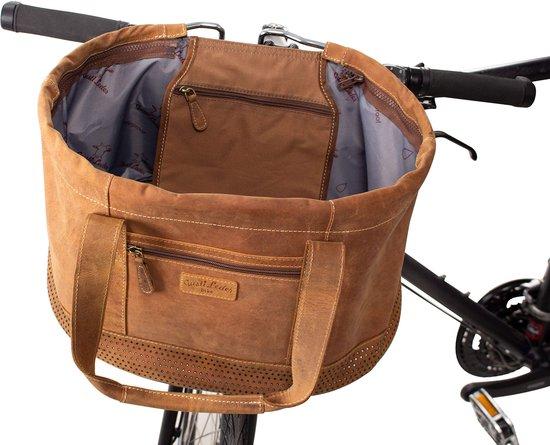 Leer-Egan B. Stuurstuurmand fietsmand afneembare handvattas picknicktas inbouwbruin