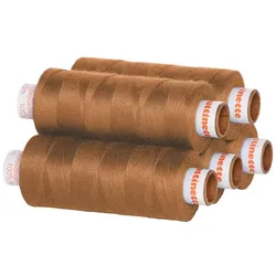 buttinette Universal-Nähgarn, Stärke: 100, 5er-Pack, hellbraun