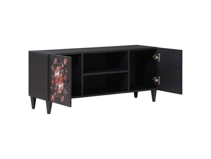 Stauraumschränke Mehrfarbig 105 x 33,5 x 46 cm Massivholz Mango Medien-Sideboard, Massivholz Mango, Türen mit Messingknöpfen, florales Muster, mehrere Fächer und Regale, Wohnzimmer