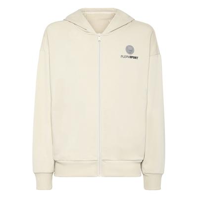 Kapuzensweatjacke PLEIN SPORT "Scratch", Herren, Gr. XS, grau (10, grau), Obermaterial: 87% Baumwolle, 13% Polyester, Sweatjacken Zip-Hoodie