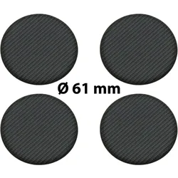 4 x Ø 61 mm Polymere Aufkleber / Carbon-Optik / Nabenkappen, Felgendeckel