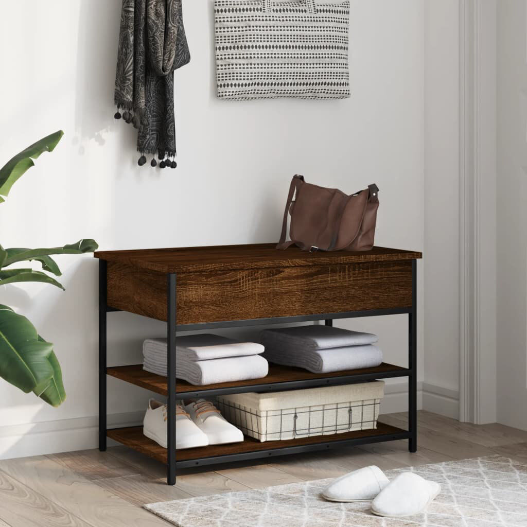 Borough Wharf 4 Pair Shoe Storage Bench Brown Oak 4