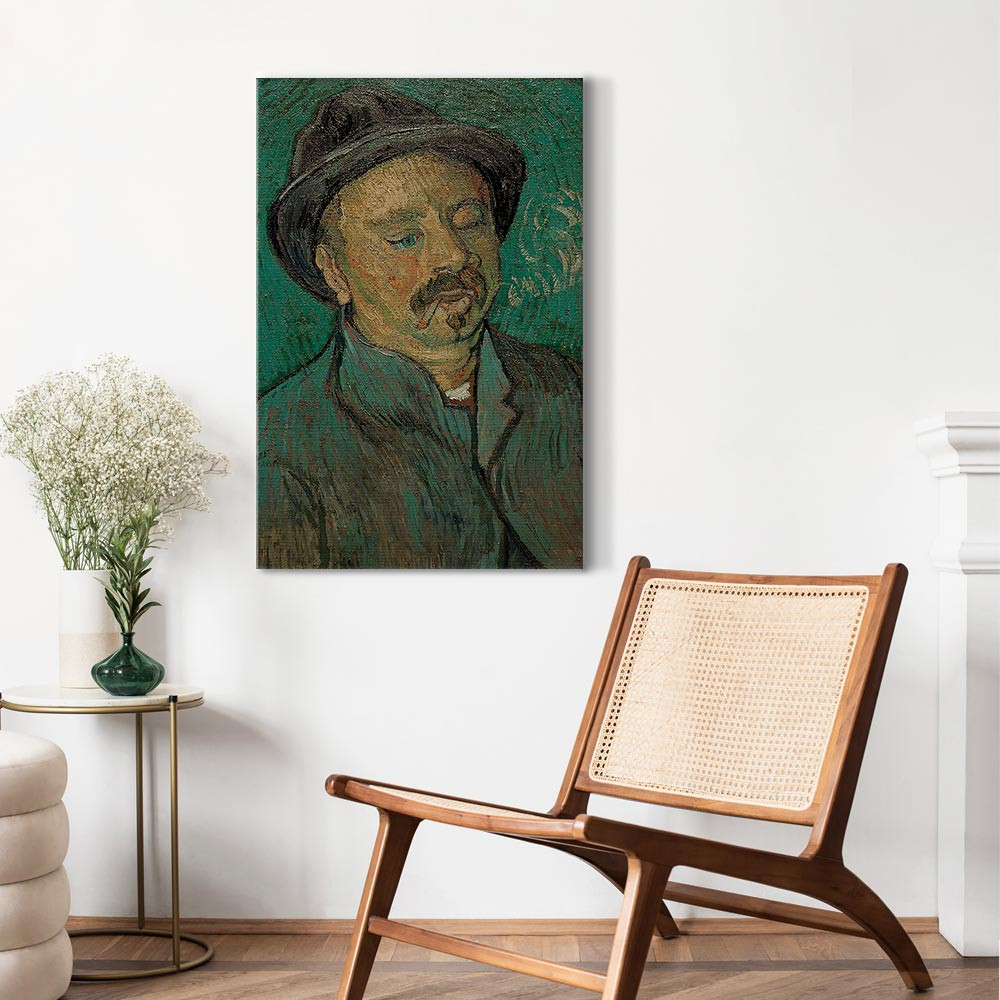 home24 Canvas afbeelding Portrait oneeyed man groen, 40 x 60 cm
