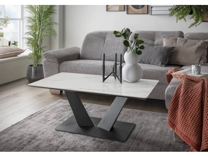 möbelando Couchtisch >2157-19< in hellgrau, Gestell Metall - 110x42cm (BxH)