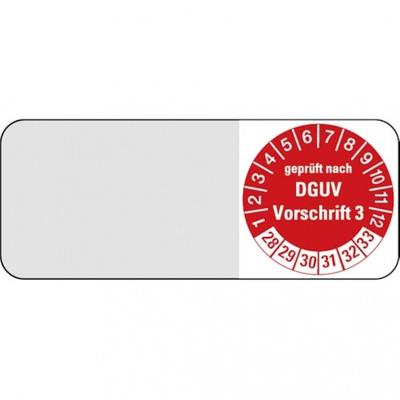 Dreifke® Kabelprüfplakette ab 28 nach DGUV Vorschrift 3 rot/w - 50x20 mm Folie selbstklebend, 5 St