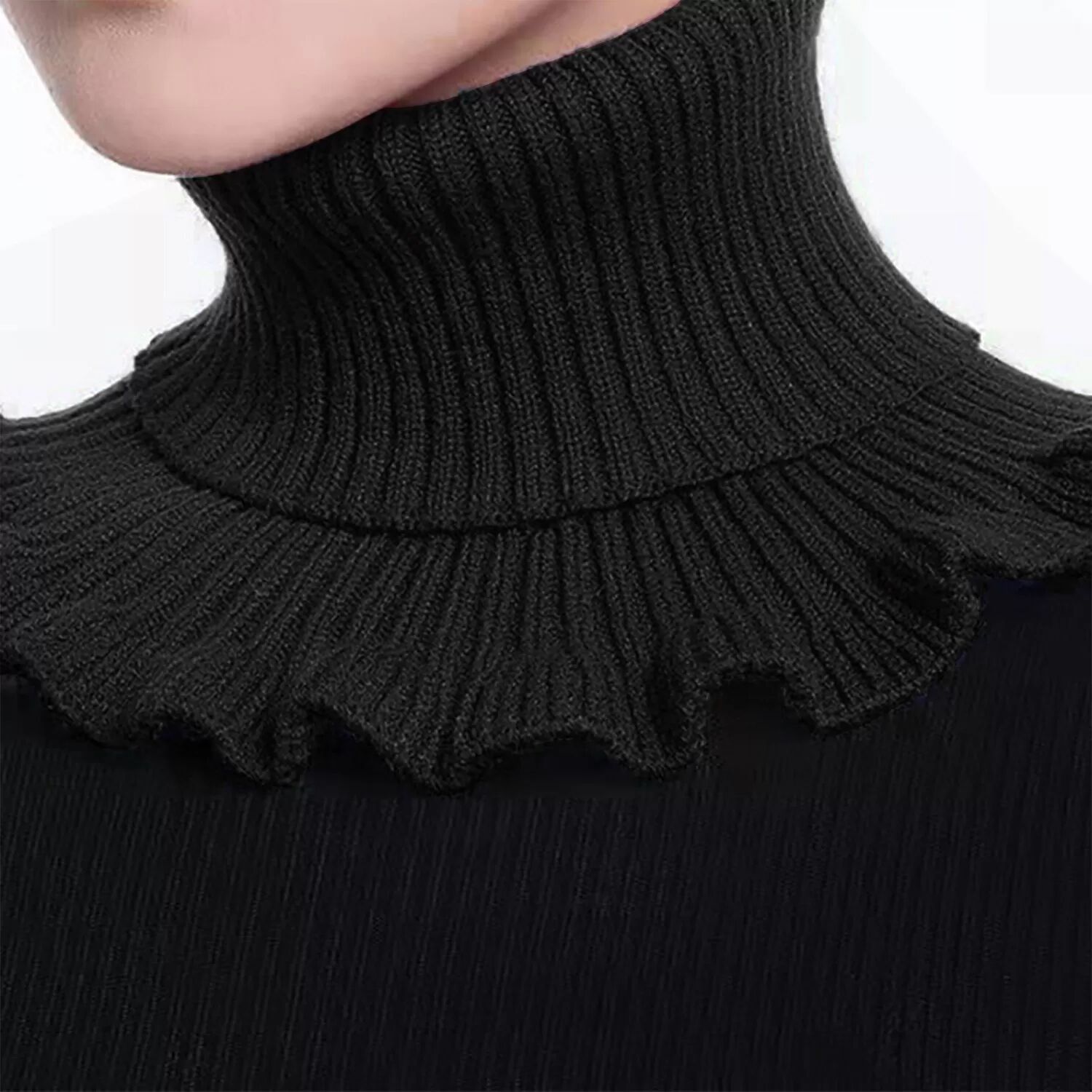 INF Col polo tricoté / cache-cou amovible Le noir