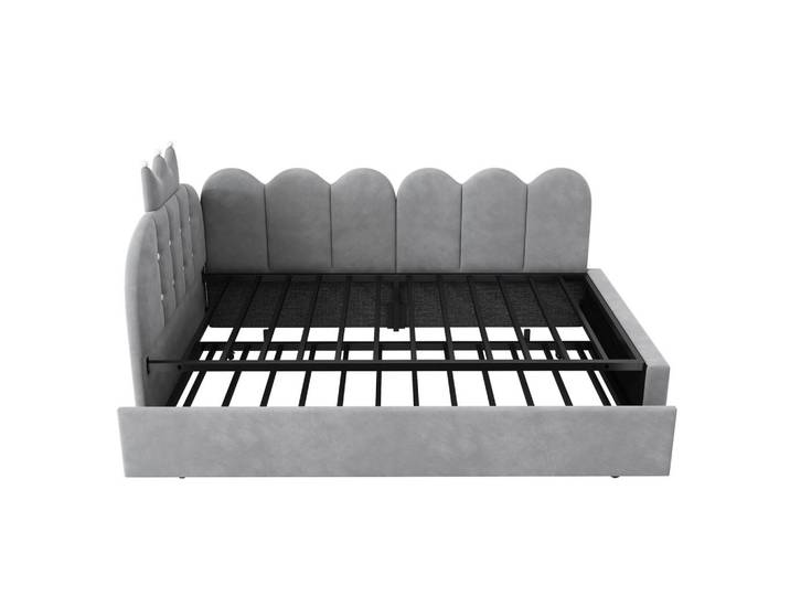 Oxeza Polsterbett 90/200 cm Grau mit Ausziehbett 90/190 cm, ohne Matratze, Mode, 90x200 cm, Schlafzimmer, Betten, Polsterbetten