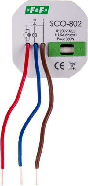 F&F Dimmer met aanraakbediening en geheugenfunctie, 0-350VA, grijs, model SCO-802