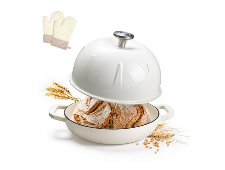 LuxusKollektion Brotbackform Gusseisen Topf Brotbacken 5,35L Weiß
