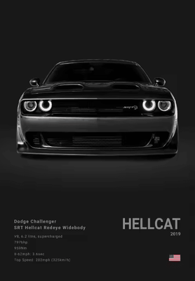 Inspire Curations Dodge Challenger SRT Hellcat Redeye Canvas Poster Modern Muscle Car Wall Art 12 50x70cm Unframed