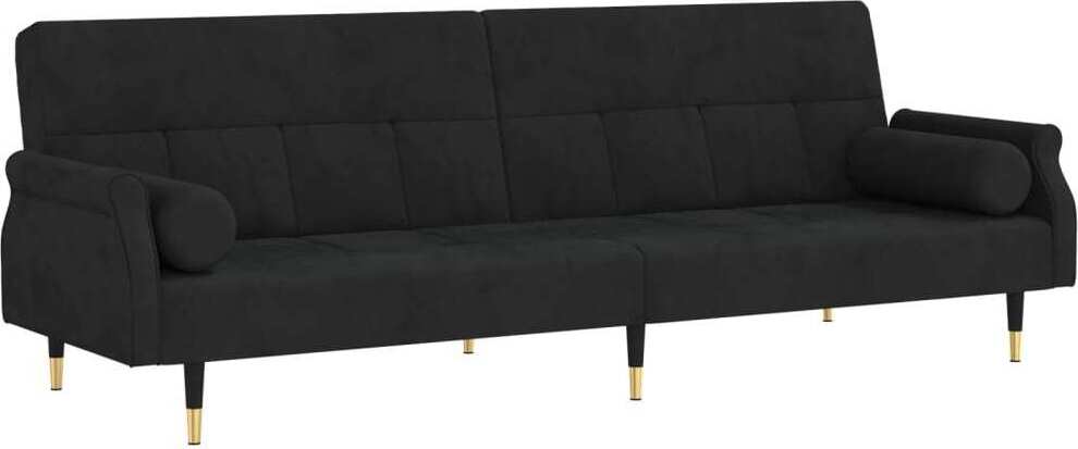 Schlafsofa mit Kissen Schwarz Samt