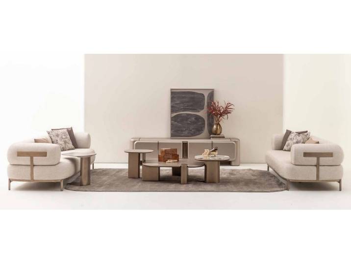 Xlmoebel Polstergarnitur Beige 6-teiliges Designer Sofagarnitur Set mit Couchtisch, (Sofagarnitur, 6-tlg., 6-teiliges Designer Sofagarnitur Set), Made in Europa