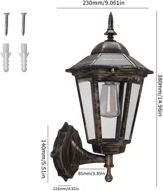 Inspire Curations Retro Solar Pathway Light Vintage Outdoor Garden LED Lamp antique Brass 868x3