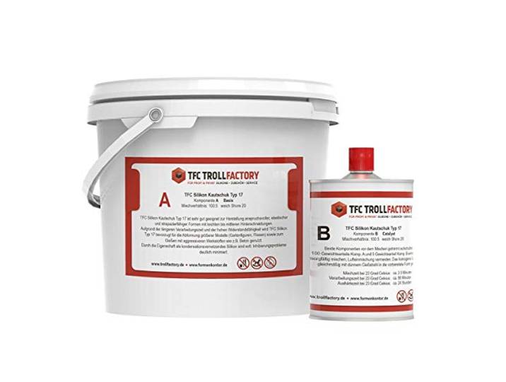 TFC Silikon Kautschuk Typ 17 RTV NV weisslich Shore 20 kondensation 100:5 Dubliersilikon Betonguss 5,25kg (5kg + 0,250kg)