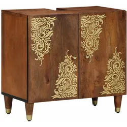 Helloshop26 - Kompakter moderner Unterschrank 62 x 33 x 58 cm mit edler Goldoberfläche aus honigbraunem Mangoholz 02_0057878