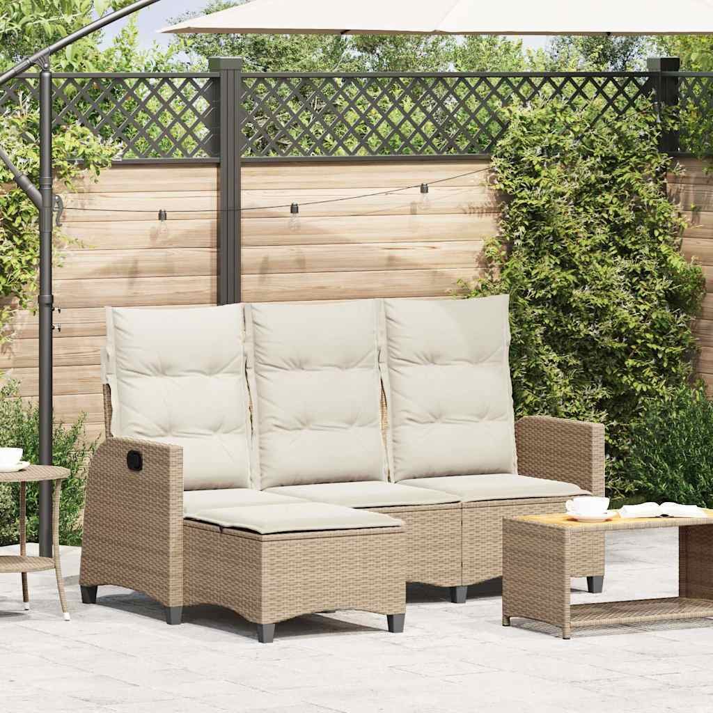 Maison Exclusive - Gartensofa mit Liegefunktion Kissen L-Form Beige Poly Rattan