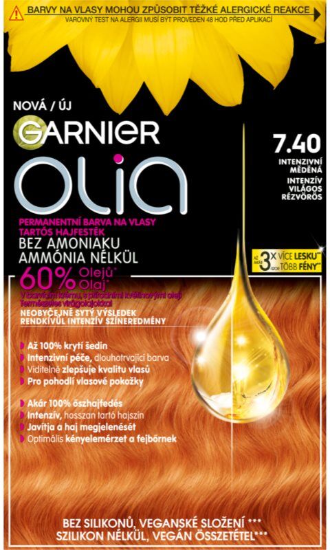 Garnier Olia Big Kit coloration cheveux permanente teinte 7.40 Intense Copper 1 pcs