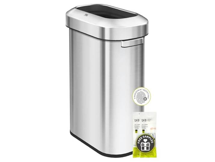 EKO Urban 90 Liter offener Mülleimer aus Edelstahl, schmal, kommerzielle Qualität, großer Mülleimer für Zuhause, Büro, Hotel, Café, Restaurant, Wohnheim