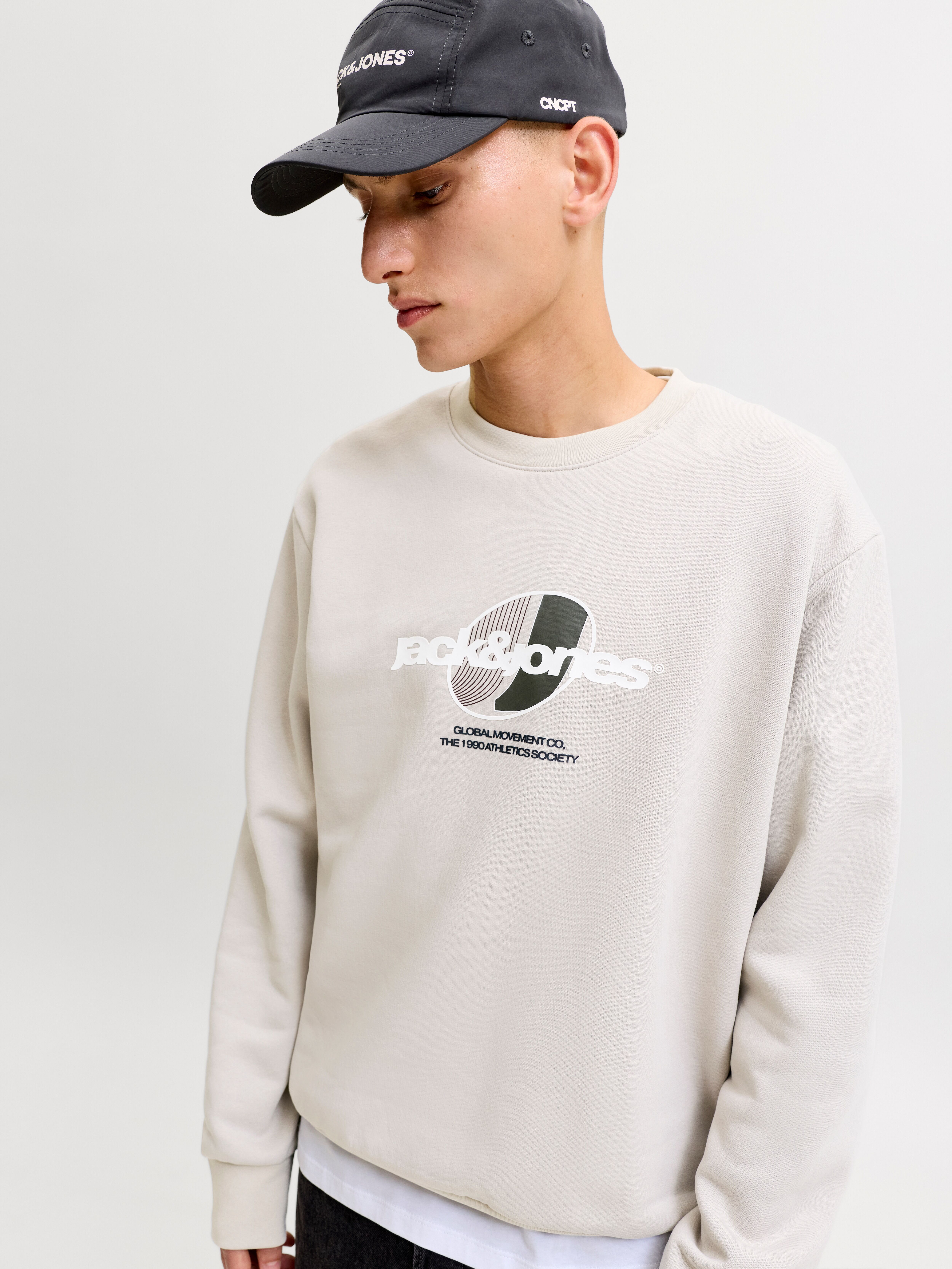 Jack & Jones "JCOCLUB BRANDING SWEAT CREW NECK", Baumwollmischung, regular fit dove M
