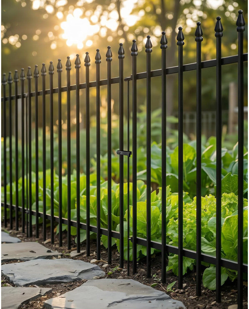 Thealyn Decorative Powder-Coated Metal Garden Fence Panels, No-Dig Rustproof Border Fencing for Flower Beds, Lawns, Patios, and Pet Areas Black 106cm H x 76cm W