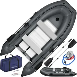 KESSER® Schlauchboot  für 2 - 4 Personen - WAVE Motor geeignet Freizeitboot Paddelboot Motorboot Angelboot - mit 1 - 2 Sitzbänken -  Alu-Boden Paddel Pumpe Reparaturset & Tasche aufblasbar PVC