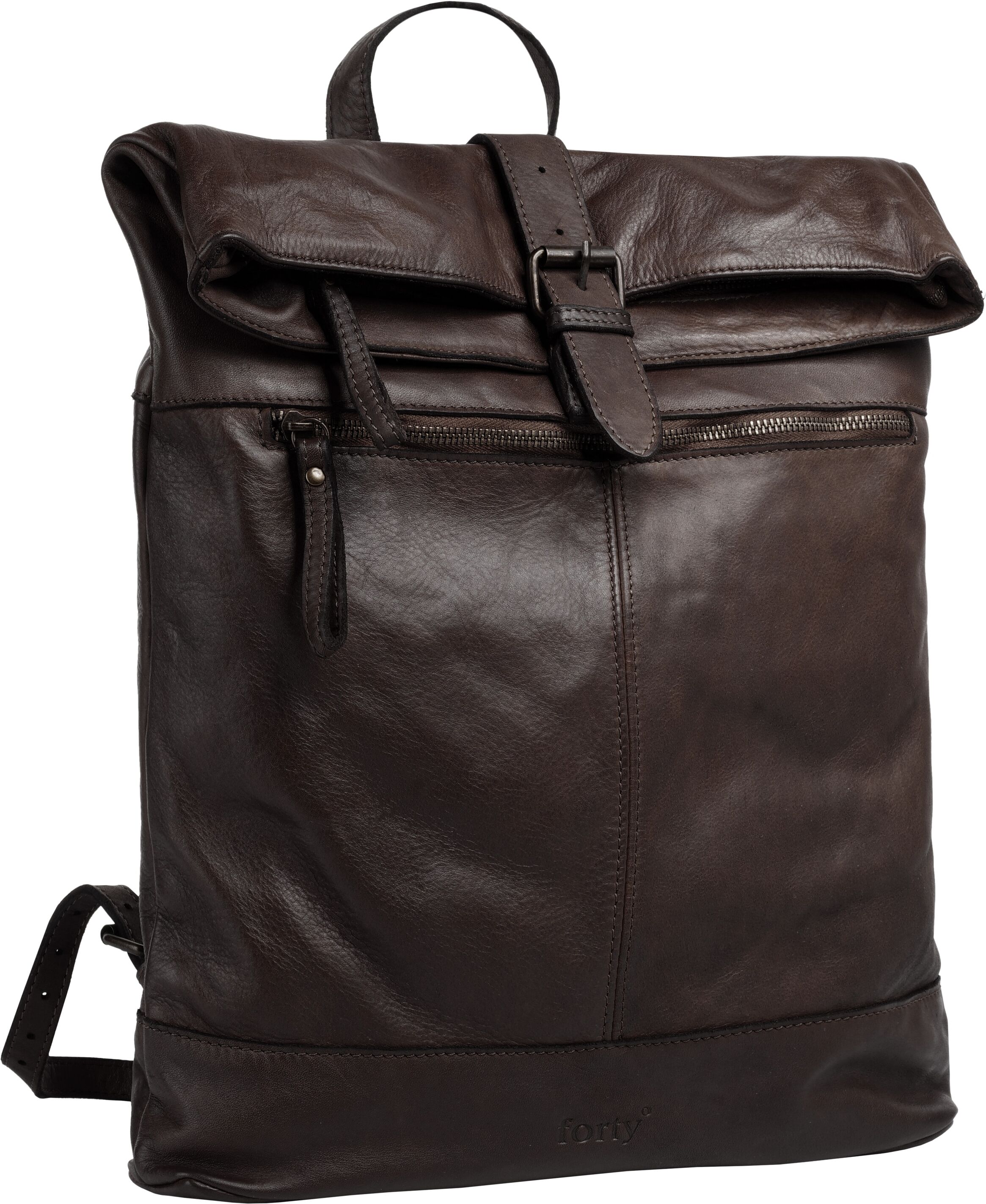 Tagesrucksack FORTY "FORTY Herren, Damen echt Leder, Made in Italy", Damen, Gr. B/H/T: 30cm x 30cm x 4cm, onesize, braun (dunkelbraun), Leder, Rindsleder, leicht glänzend, unifarben, Rucksäcke Tagesrucksack, echt Leder, Made in Italy dunkelbraun B/H/T: 30