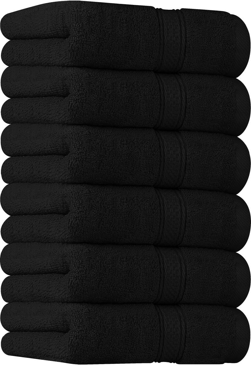 Unyqoos Luxe Zwarte Handdoekenset van 6 Stuks - Zachte Absorberende Katoenen Handdoeken voor Volwassenen
