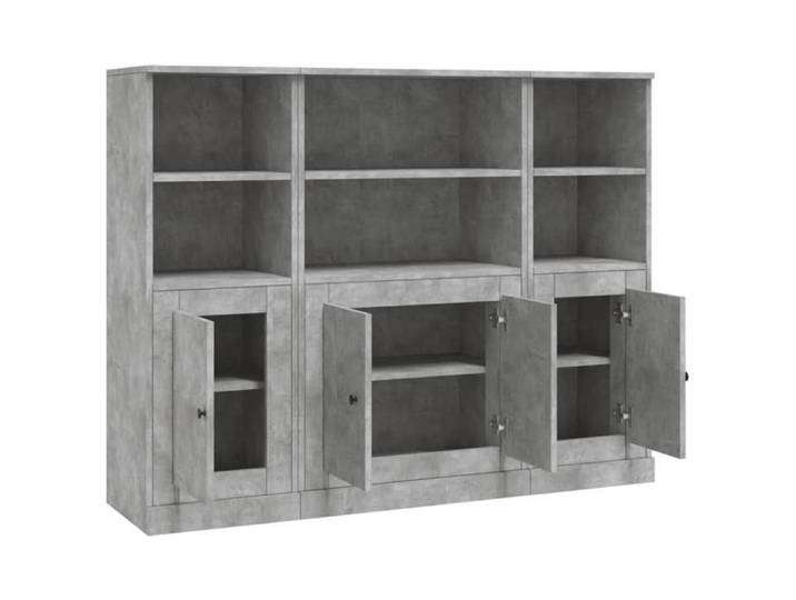 Maison Soldes Buffets bas cuisine vitrine - Cabinet/Armoire Placard 3 pcs gris béton bois d'ingénierie Moderne238257