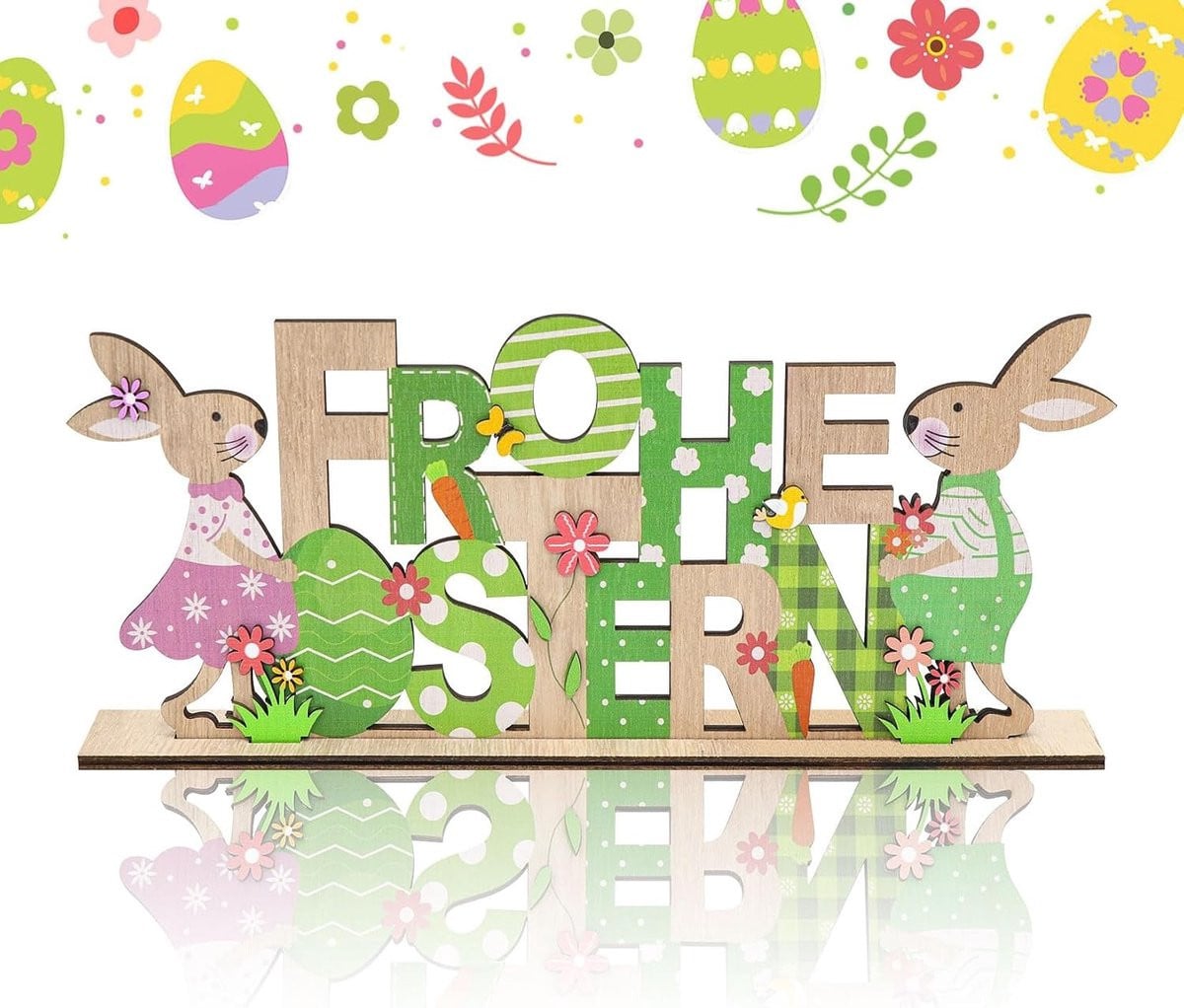Decoratieve Paashaas Stand met Inscriptie voor Pasen