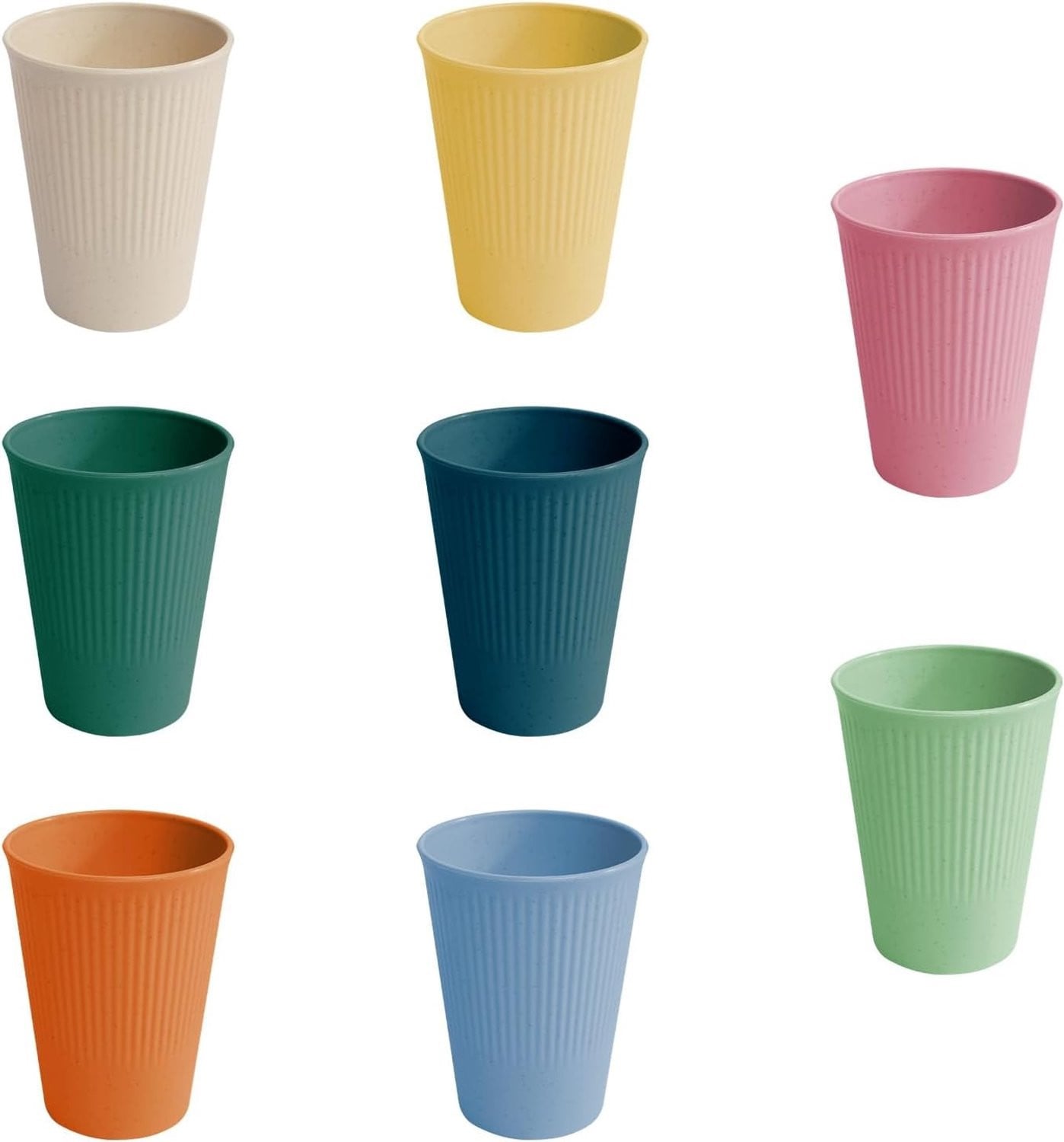 Set van 8 gekleurde plastic bekers voor kinderen en volwassenen