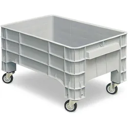 BRB Palettenbox mit 4 Rollen, LxBxH 1030x630x560 mm, 150 l, Boden/Wände geschlossen