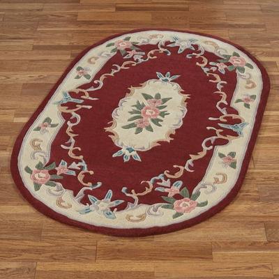 Touch of Class "Serena Aubusson II Oval Rug 3'6"" x 5'6"" Oval, 3'6"" x 5'6"" Oval, Burgundy"