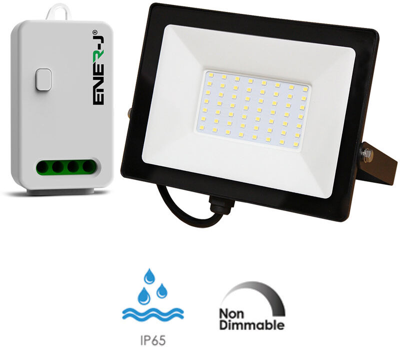 Dakota Fields 50W LED Floodlight Pre Wired with ECO Series 500W Non Dimmable RF receiver Black 15.1cm H X 19cm W X 2.7cm D