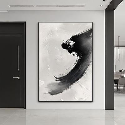 Schwarz-weiße Strukturmalerei, minimalistische Wandkunst, strukturierte Leinwandkunst, weiße Strukturwandkunst, minimalistische Wanddekoration