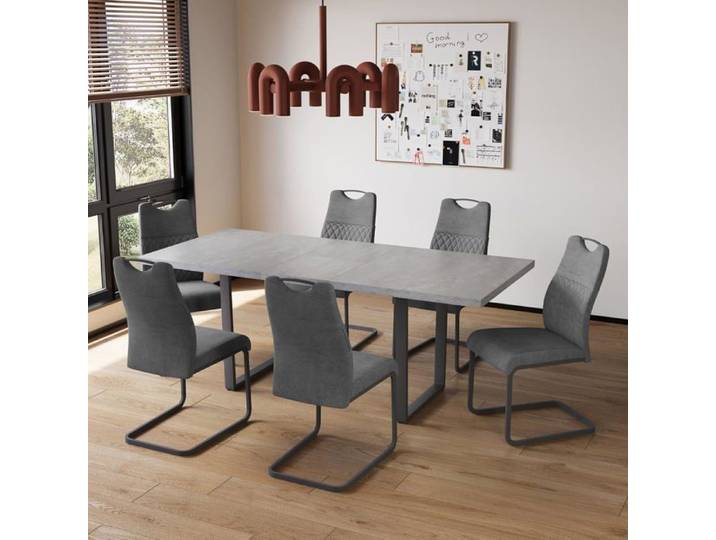 JIEXI Table à manger avec 6 chaises table de salle à manger extensible table de salle à manger