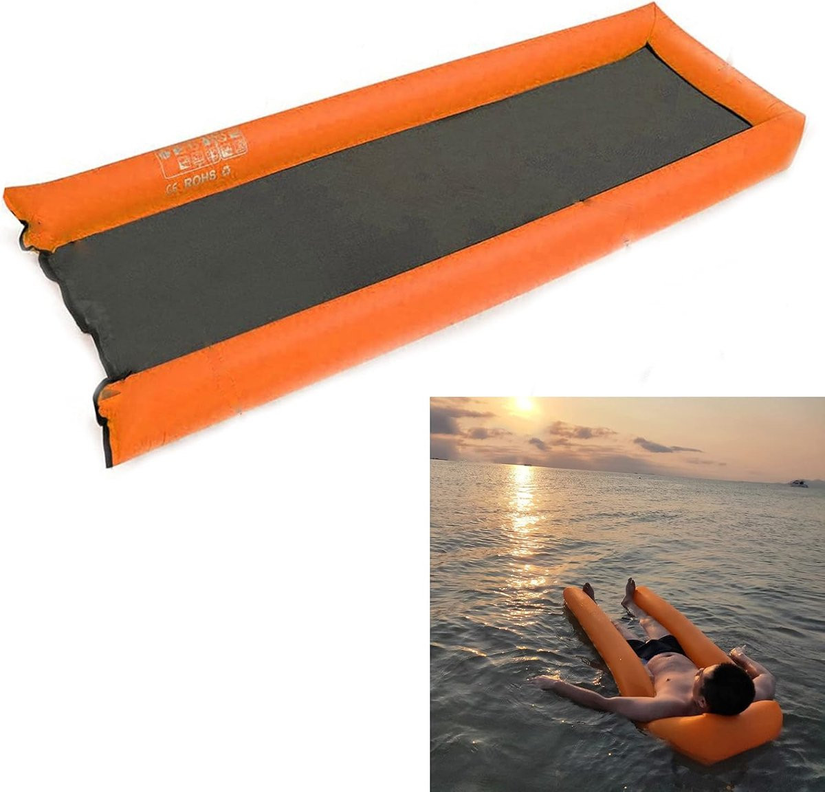 Oranje Drijvend Bed Water Hangmat - Snel Opblaasbaar met 200 kg Draaglast