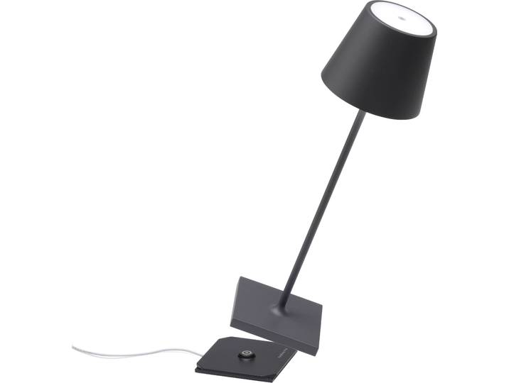 Zafferano Poldina Pro Tischlampe - Aufladbare LED Außenlampe - 38 cm - Grau