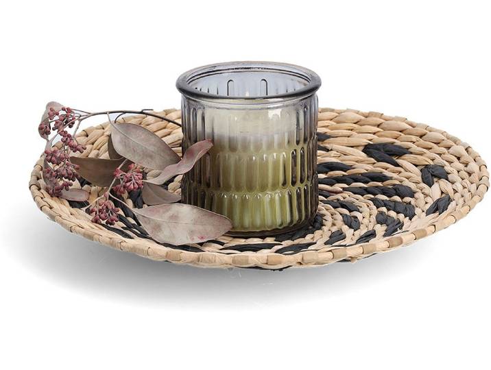 Dekoschale ZELLER PRESENT, beige (natur, schwarz), Papier, Dekoschalen, Dekoschale, Ø 30 cm, Papiergeflecht