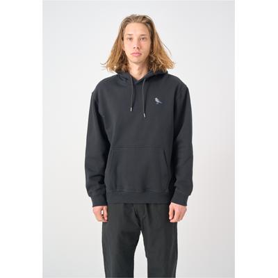Kapuzensweatshirt CLEPTOMANICX "Embro Gull Mono", Herren, Gr. M, schwarz, 100% Baumwolle, bestickt, normal, ohne Ausschnitt, Sweatshirts, mit kleiner Logostickerei