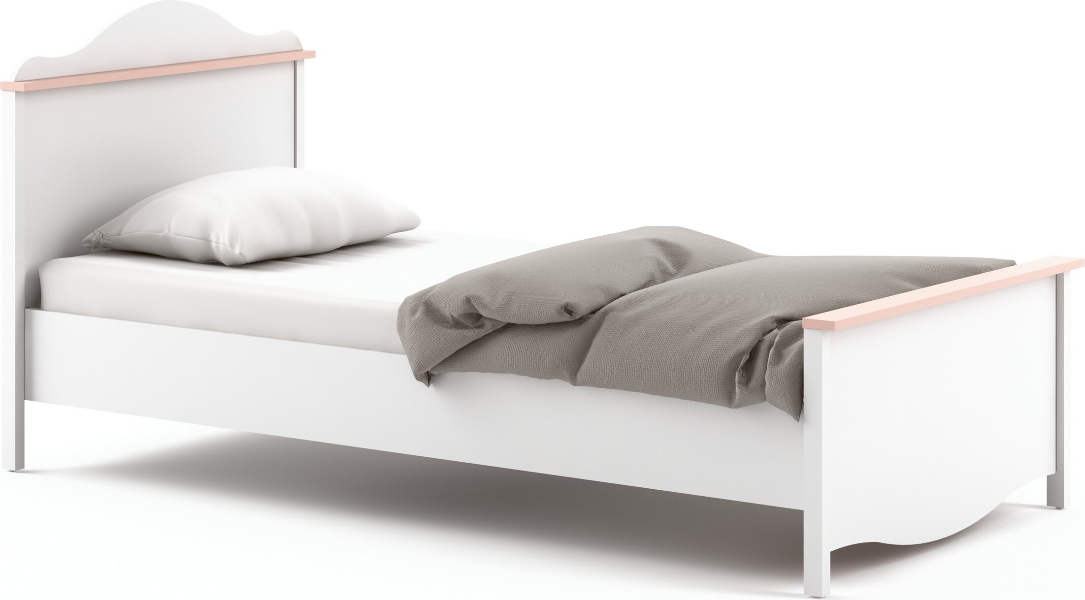 Furniture24 Bett MIA MI08 mit Federkernmatratze 90x200 Weiß / Rosa Mädchenzimmer Kinderzimmer