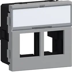 Hager G45MM052LAN Geräteeinbauset für 2x Multimedia Typ 05 Direkt Klipping 45x45 Aluminium