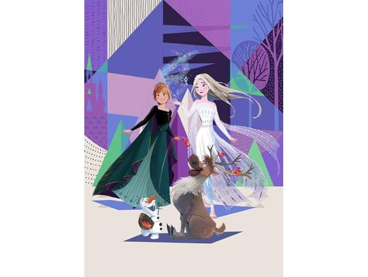 Komar Disney Vlies Fototapete - Frozen Abstract Arendelle - Größe: 200 x 280 cm (Breite x Höhe) - Eiskönigin, Anna, Elsa, Mädchen,Kinderzimmer, Tapete - IADX4-059